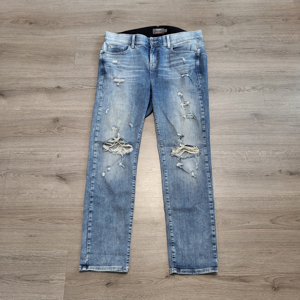 Torrid Bombshell Straight Distressed Jeans Womens 16 Medium Wash Stretch Denim